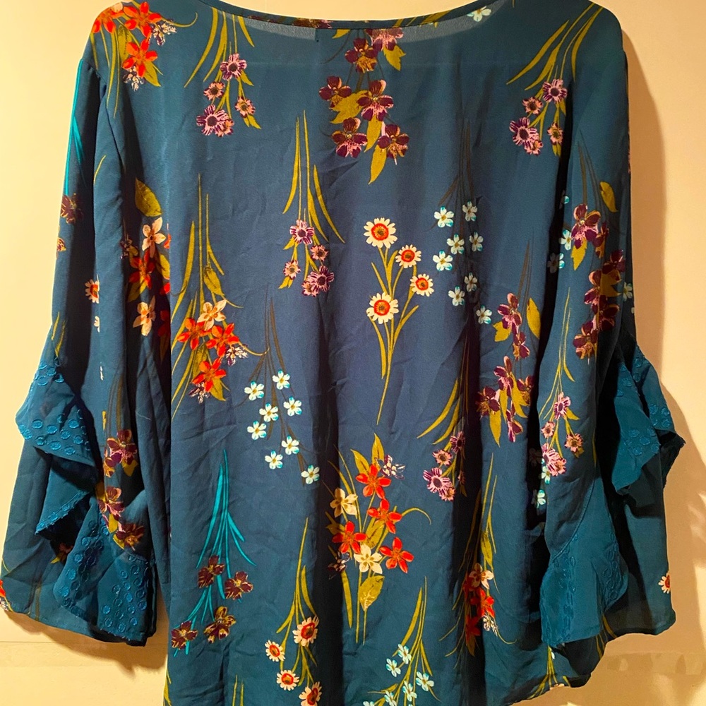 Van Heusen Floral Blouse with Flutter Sleeves